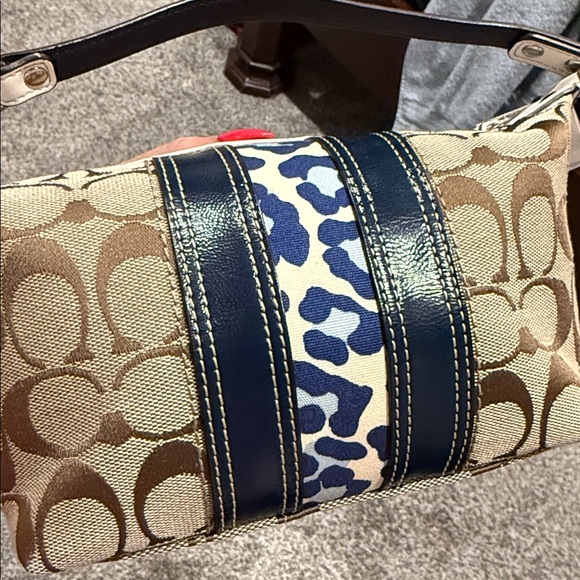 NWT y2k Pouchette Coach Brown and Blue leopard soho purse new signature white - Picture 7 of 7